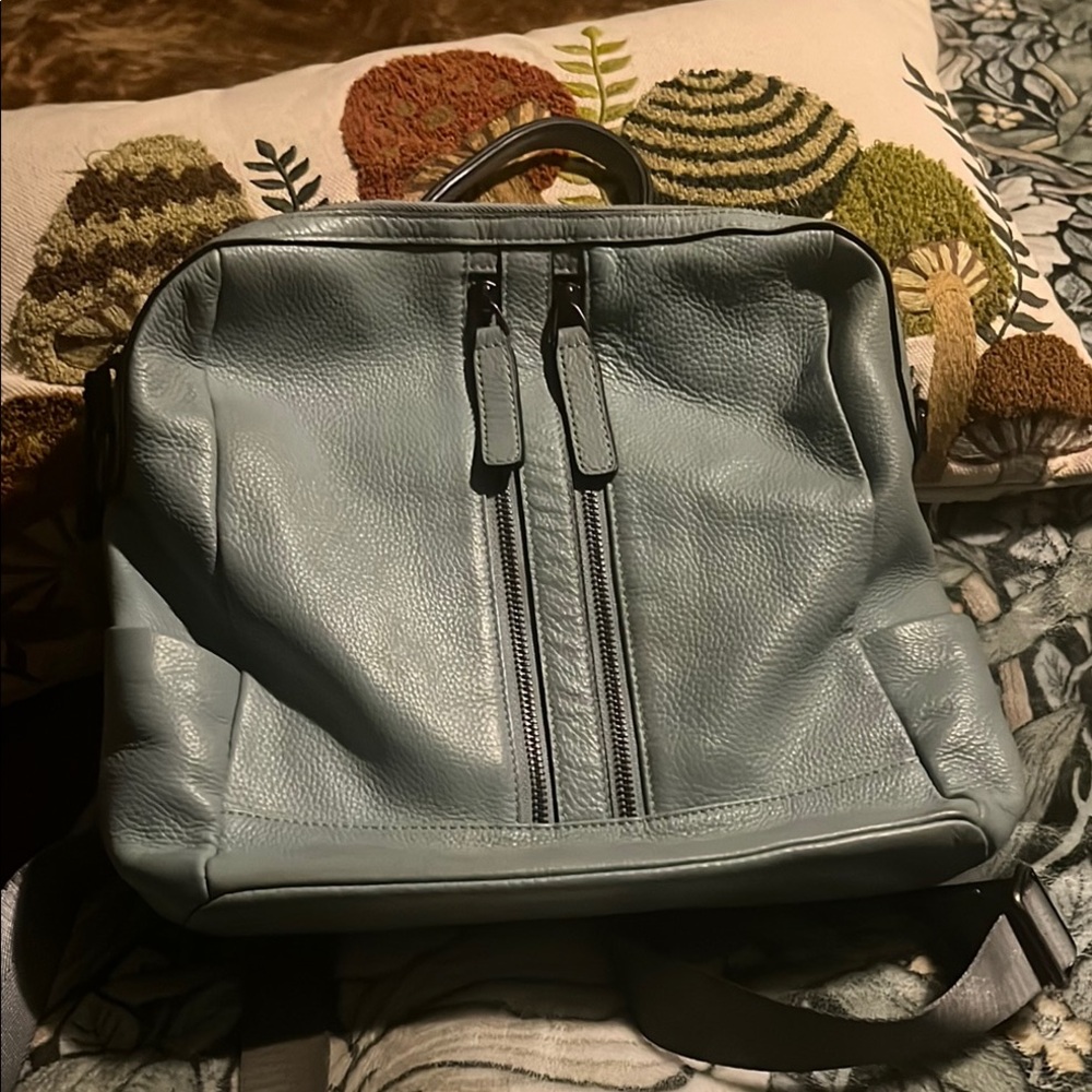 REAL LEATHER light blue purse backpack